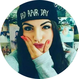 😘 BAD HAIR DAY mulher, dia de cabelo ruim, selfie, chapéu, retrato, garota, casual telegram sticker