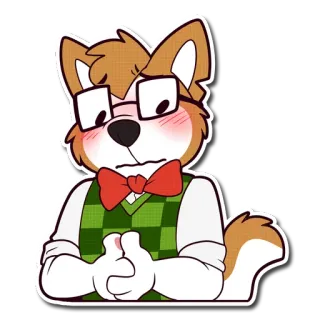 ☺️ antropomórfico, perro, zorro, nerd, mono, gafas, sonrojo, furry telegram sticker