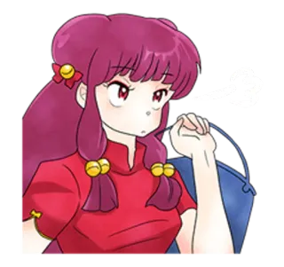 😒 Shampoo Ranma 1/2 Anime, Dziewczyna, Zła, Wiadro, Dąs whatsapp sticker