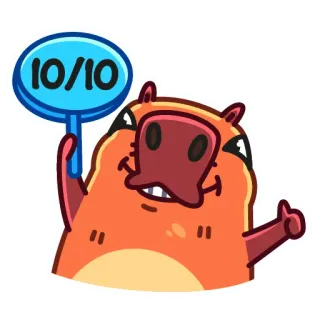 👍 10/10 สัตว์, คะแนน, ป้าย, ตลก, น่ารัก, บวก, คะแนน telegram sticker
