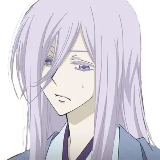😞 anime, character, long hair, sad, white hair telegram sticker
