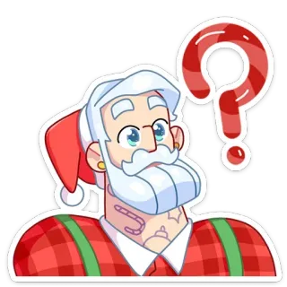 ❓ Papá Noel, Navidad, signo de interrogación, festivo, dibujos animados, pegatina telegram sticker