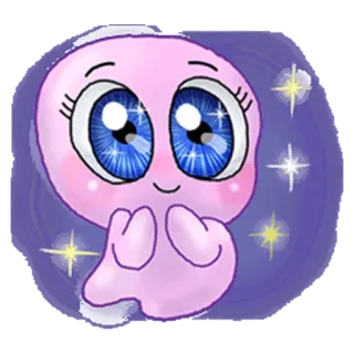 😋 lindo, dibujos animados, rosa, brillante, ojos, personaje, kawaii telegram sticker