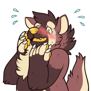 😳 Furry, Antropomórfico, Dibujos animados, Pegatina, Lobo, Avergonzado telegram sticker