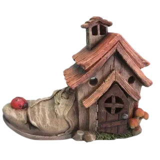 🤩 fairy house, shoe house, miniature house, garden decoration, whimsical, ladybug, mushroom, cottagecore telegram sticker