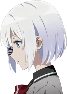 😔 Anime, Mädchen, Weißes Haar, Blaue Augen, Charakter telegram sticker