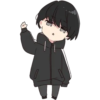 ✋ Anime, Chico, Pegatina, Dibujo animado, Lindo, Sudadera con capucha whatsapp sticker