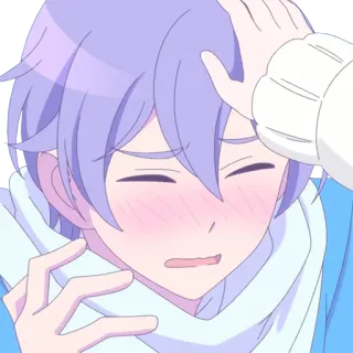 🤗 Anime, Kreskówka, Słodkie, Postać, Rumieniec, Pogłaskanie po głowie telegram sticker