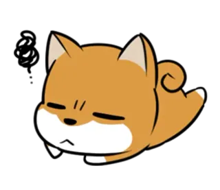 😒 Hund, Shiba Inu, süß, Tier, schläfrig, Cartoon, liegend whatsapp sticker
