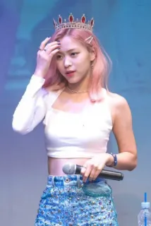 😀 mulher, coroa, kpop, idol, celebridade, cabelo rosa telegram sticker