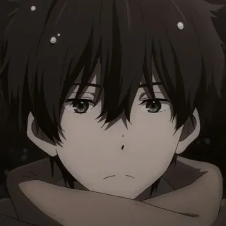 🔒 Anime, Mangá, Menino, Personagem, Triste, Inverno telegram sticker