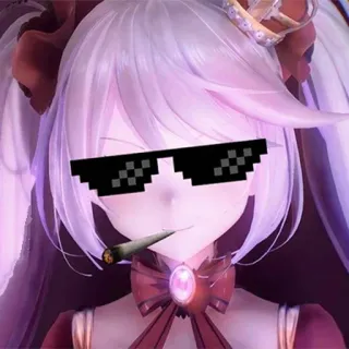 😎 Аниме, Солнцезащитные очки, Косяк, Трава, Персонаж, Круто, Девушка telegram sticker