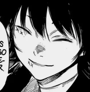 🕷 s go er. anime, black and white, smile, scar telegram sticker