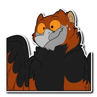 😟 naklejka, kreskówka, ilustracja, sowa, przestraszony, pot telegram sticker
