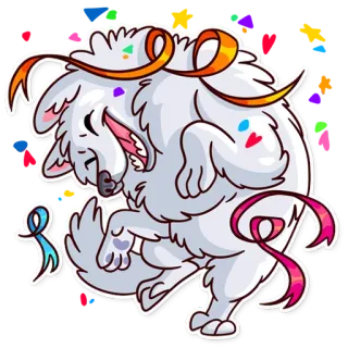 🎉 perro, animal, pegatina, ilustración, lindo, lazo, juguetón whatsapp sticker