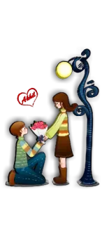 💘 amour, romance, couple, dessin animé, fleurs, coeur telegram sticker