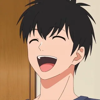 😂 @Fix_fox anime, desenho animado, sorrindo, retrato, homem telegram sticker