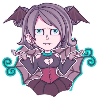 🙄 고딕, 애니, 뱀파이어, 박쥐, 소녀, 으스스, 만화, 귀여운 telegram sticker