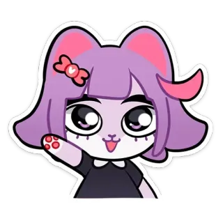 🙋‍♀️ Hoạt hình, Động vật, Nhân vật, Dễ thương, Nơ, Vẫy tay whatsapp sticker