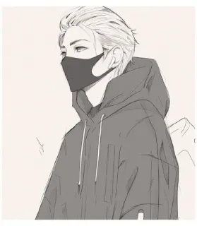 ✔️ Anime, Máscara, Sudadera con capucha, Boceto, Dibujo, Persona telegram sticker