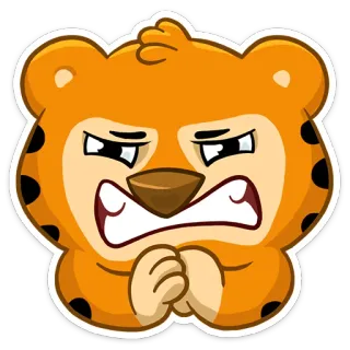 😖 화난, 만화, 호랑이, 이모지, 동물, 스티커 telegram sticker