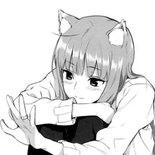 💍 Holo Spice and Wolf anime, wolf girl, cute, ears, manga telegram sticker