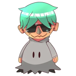 👻 Dibujo animado, Anime, Fantasma, Pelo verde, Personaje, Sticker whatsapp sticker