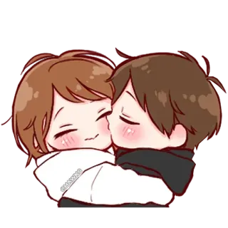 💞 Hoạt hình, Ôm, Hôn, Dễ thương, Yêu, Anime telegram sticker