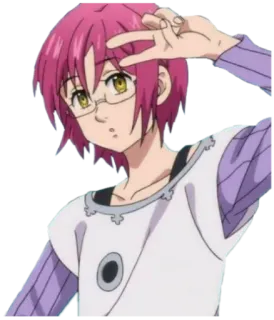 ✌️ Gowther Seven Deadly Sins อนิเมะ, กาวเธอร์, ความสงบ, แว่นตา, ผมสีชมพู telegram sticker