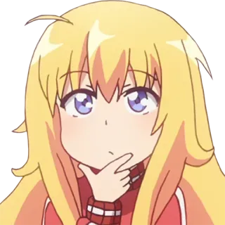 🤔 Gabriel White Tenma Gabriel DropOut 애니메이션, 소녀, 캐릭터, 금발, 생각, 귀여운 telegram sticker