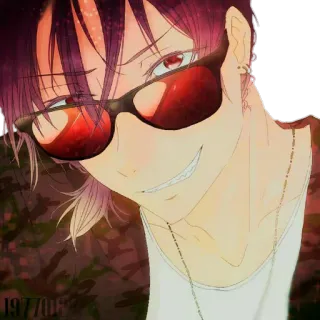 😎 19770105 Anime, Óculos de sol, Sorriso irônico, Mangá, Desenho animado, Personagem whatsapp sticker