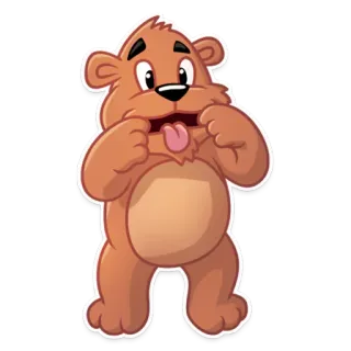 😜 Urso, Desenho animado, Engraçado, Bobo, Animal whatsapp sticker