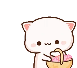 🌸 고양이, 귀여운, 꽃, 바구니 whatsapp sticker