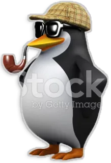 ❓ penguin, detective, hat, pipe, glasses telegram sticker