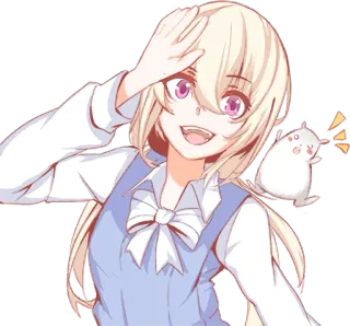 👋 anime, girl, cute, hamster, blond, smile telegram sticker