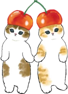 🍒 cats, cherries, cute, kawaii, animals telegram sticker