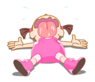 😫 Dibujo animado, Personaje, Rosa, Tumbado, Lengua telegram sticker