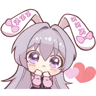💕 konijn, schattig, hart, kawaii, sticker, anime, manga telegram sticker