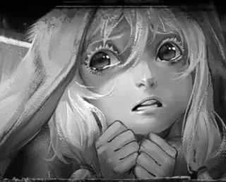 😨 Anime, Hase, Verängstigt, Mädchen, Traurig telegram sticker