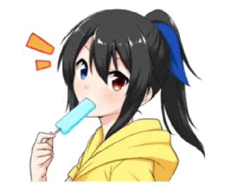 🍦 anime, ragazza, ghiacciolo, carino, personaggio whatsapp sticker
