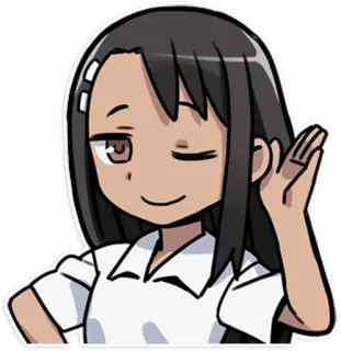 👂 Nagatoro Don't Toy with Me, Miss Nagatoro Аниме, Манга, Девушка, Нагаторо, Улыбка, Милая, Школьная форма telegram sticker