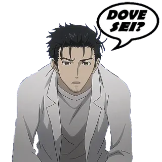 😑 DOVE SEI? аниме, мужчина, вопрос, пузырь речи, халат telegram sticker