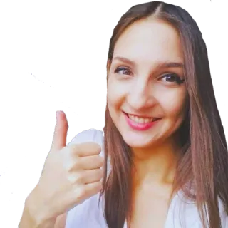 👍 여자, 초상화, 엄지 척, 긍정적인, 사람, 미소, 소녀 whatsapp sticker