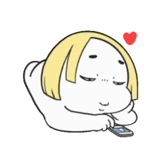 📲 carino, rilassato, cuore, cartone animato, a riposo, telefono telegram sticker