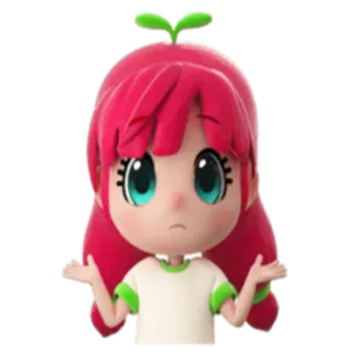 😕 desenho animado, menina, dar de ombros, incerto, fofo, personagem telegram sticker