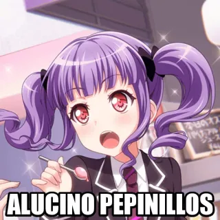 😮 ALUCINO PEPINILLOS Anime, Mädchen, lila Haare, süß, Essen whatsapp sticker