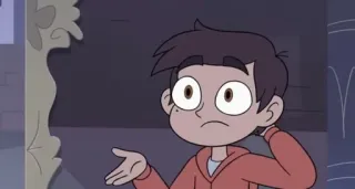 🤷‍♂️ Marco Diaz Star vs. the Forces of Evil cartoon, character, expression, confused, tv show telegram sticker