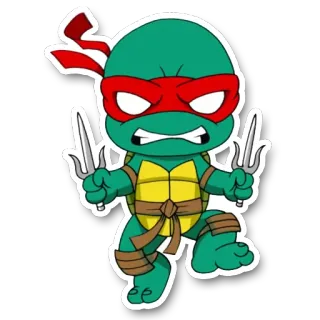 🐢 Raphael Teenage Mutant Ninja Turtles Ninja, Żółw, Broń, Kreskówka, Postać, TMNT, Raphael telegram sticker