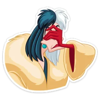 🤦‍♀️ Cruella de Vil 101 Dalmatians Cruella, de Vil, 101 dálmatas, villano, Disney, abrigo piel whatsapp sticker