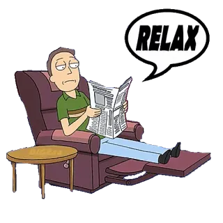 🗞 Jerry Smith Rick and Morty RELAX rick y morty, relajarse, jerry smith, dibujos animados, animación para adultos, gracioso telegram sticker